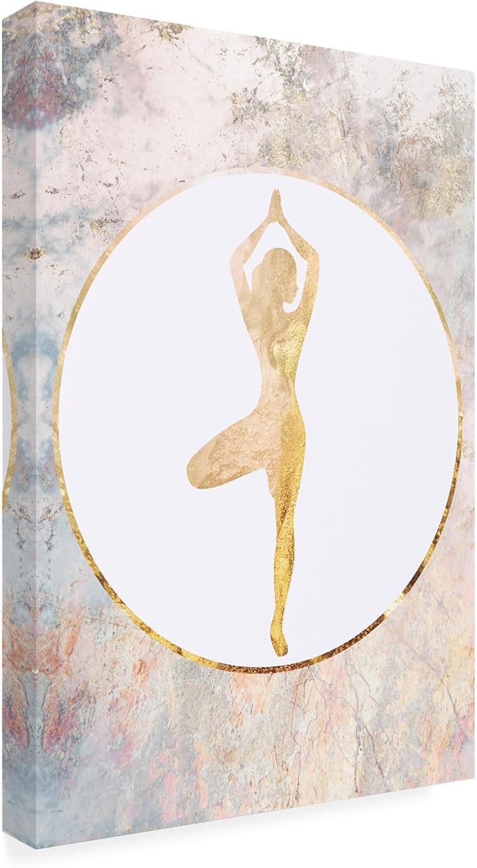 Trademark Fine Art Canvas Wall Art - Sarah Manovski 'Yoga Gold Marble 1' Wall Art for Living Room, Bedroom, or Office Décor
