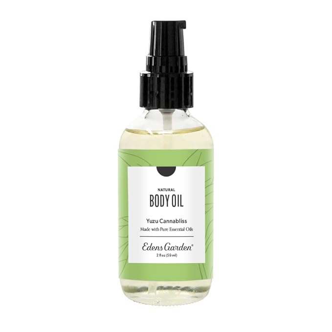 Edens Garden Yuzu Cannabliss Bath & Body Oil – Citrus Blend with Pure Essential Oils & Vitamin E for Moisturizing Dry Skin – Natural Uplifting Aromatherapy Scented Oil for Men & Women, 2 fl oz (59 ml)