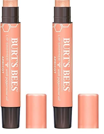 Burt's Bees Lip Balm, Moisturizing Lip Shimmer for Women, for All Day Hydration, with Vitamin E & Coconut Oil, 100% Natural, Apricot, 0.09 Ounce (Pack of 2)