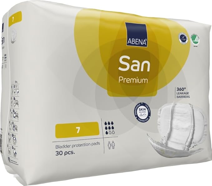 Abena San Premium Incontinence Pads, Moderate Absorbency, (Sizes 4 to 7), Size 7, 120 Count