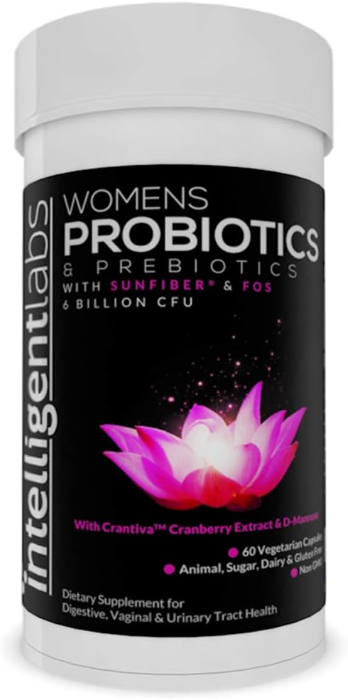 Intelligent Labs Women's Probiotics Formula with Cranberry Extract, D-Mannose and Prebiotics All in one, 6 Billion CFU Probiotic, One Capsule a Day, 60-Day Supply, Third-Party Verified for Purity