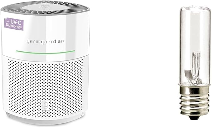 GermGuardian Airsafe+ Intelligent Air Purifier with UV-C Light, Air Quality Sensor, 360˚ HEPA Filter & LB1000 Genuine UV-C Replacement Bulb for GG1000, GG1000CA, GG1100, GG1100W, GG1100B