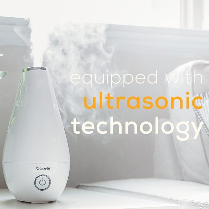 Beurer LB37 2in1 Essential Oil Diffuser & Air Humidifier|2L Tank, Night-Mode, Auto shut-off, for Bedrooms, Baby Kids Rooms|Choose from 10 Scents| Aromatherapy,Ultrasonic Air Vaporizer |Cool Mist,White