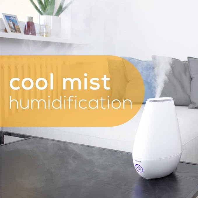 Beurer LB37 2in1 Essential Oil Diffuser & Air Humidifier|2L Tank, Night-Mode, Auto shut-off, for Bedrooms, Baby Kids Rooms|Choose from 10 Scents| Aromatherapy,Ultrasonic Air Vaporizer |Cool Mist,White