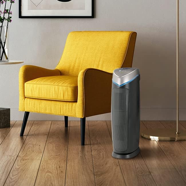 GermGuardian Air Purifier with HEPA Filter, 5-Speeds, Timer, Removes 99.97% of Pollutants, Covers Large Room up to 743 Sq. Foot Room in 1 Hr, UV-C Light Helps Reduce Germs, 22", Gray, AC4870