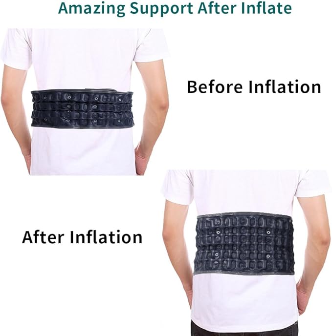 Heated Back Massager Belt Inflatable for Instant Back Pain Relief Lumbar Decompression Belt with Heating & Vibration, Operated by Rechargeable Battery, Fits 29-49 Waist