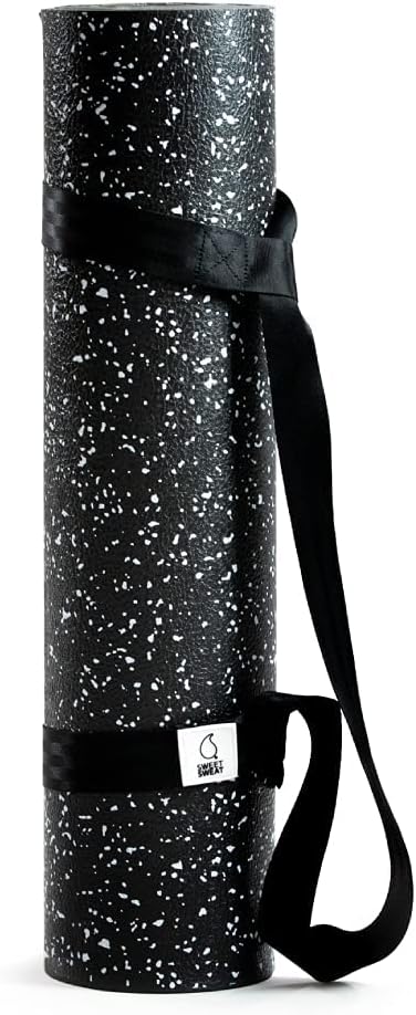 Sweet Sweat Yoga Mat (Dual Sided) - Fitness & Exercise Mat with Easy-Cinch Yoga Mat Carrier Strap (72"L x 24"W)