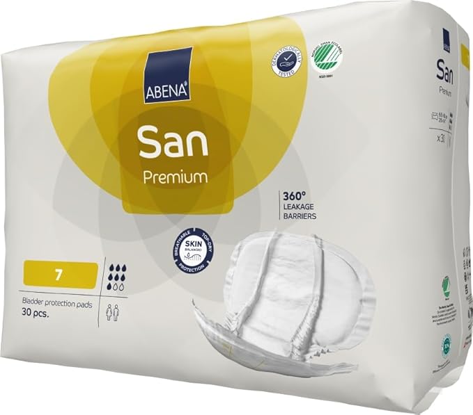 Abena San Premium Incontinence Pads, Moderate Absorbency, (Sizes 4 to 7), Size 7, 120 Count