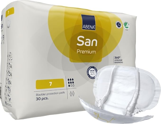 Abena San Premium Incontinence Pads, Moderate Absorbency, (Sizes 4 to 7), Size 7, 120 Count