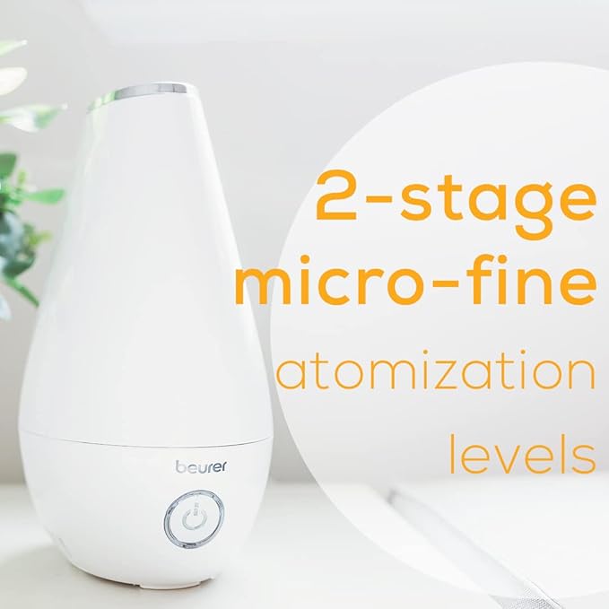 Beurer LB37 2in1 Essential Oil Diffuser & Air Humidifier|2L Tank, Night-Mode, Auto shut-off, for Bedrooms, Baby Kids Rooms|Choose from 10 Scents| Aromatherapy,Ultrasonic Air Vaporizer |Cool Mist,White