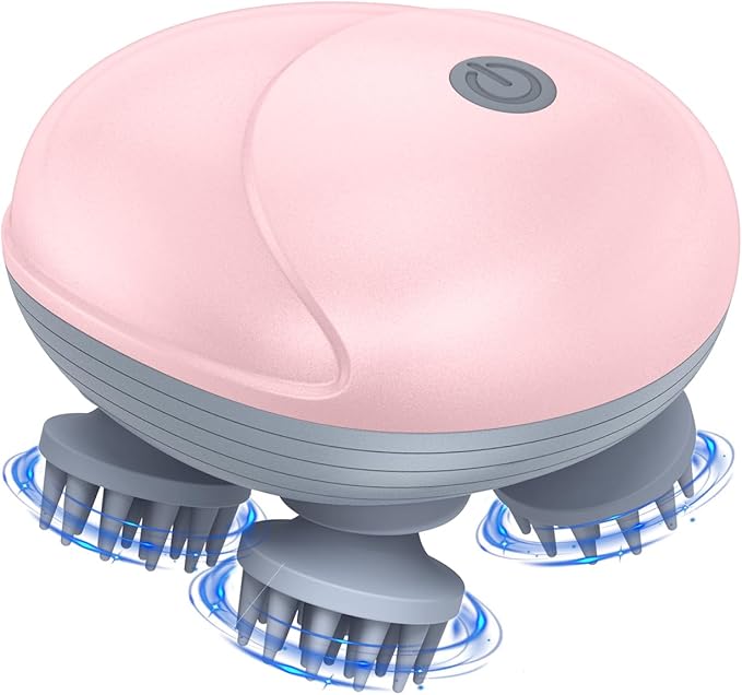 Upgraded Handheld Pet Massager for Dogs and Cats, Electric Cat Dog Massager, with 4 Rotatable Massage Heads, Three Modes, for Relieving Tight Stiffness Muscles, Promote Bonding (Pink)
