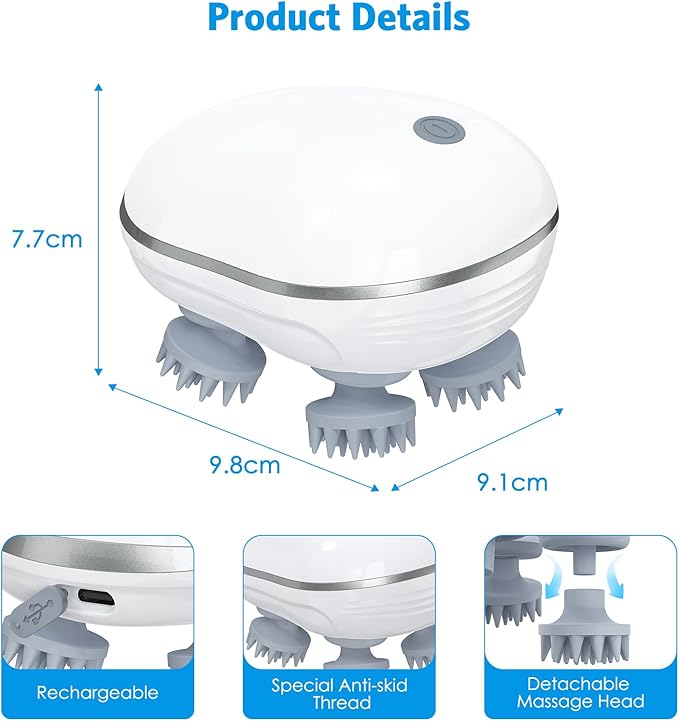 Upgraded Handheld Pet Massager for Dogs and Cats - Portable With 4 Rotating Heads, Waterproof Electric for Relieving Tight Stiffness Muscles, Promote Bonding