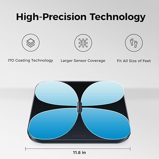 Yunmai Smart Scale with BMI, Body Fat, Muscle Mass, Body Weight, Body Fat Scale, 13 Body Composition Scale, Accurate Digital Bathroom Scale Bluetooth, Apple Health Compatible, Rechargeable 400lb