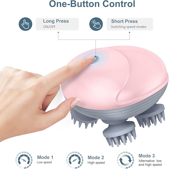 Upgraded Handheld Pet Massager for Dogs and Cats, Electric Cat Dog Massager, with 4 Rotatable Massage Heads, Three Modes, for Relieving Tight Stiffness Muscles, Promote Bonding (Pink)