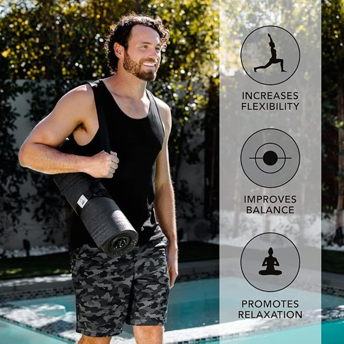 Sweet Sweat Yoga Mat (Dual Sided) - Fitness & Exercise Mat with Easy-Cinch Yoga Mat Carrier Strap (72"L x 24"W)