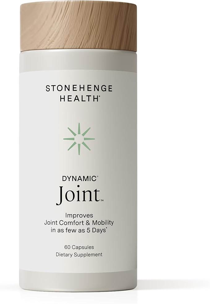 Stonehenge Health Dynamic Joint Health Supplement – Fast-Acting Support with AprèsFlex® Boswellia, MSM, Multi-Type Collagen, Turmeric, Bromelain, Vitamins C & D3 – Supports Joint Comfort – 60 Capsules