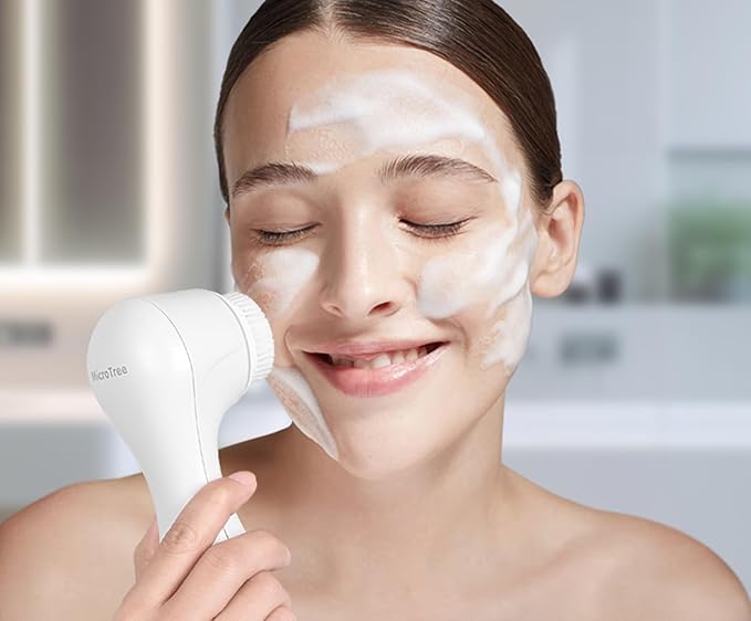 Sonic Facial Cleansing Brush, Ultrasonic Face Scrubber Exfoliator for Women Skin Care, Face Brushes for Cleansing, Exfoliating, Massage, Electric Rechargeable Waterproof 2 Speeds for Home & Travel