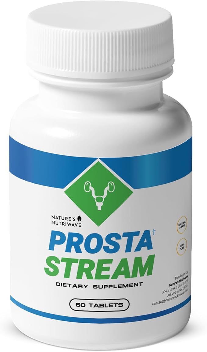 ProstaStream - Natural Supplement with Saw Palmetto, Broccoli Leaf Extract & Passion Flower | Non-GMO, Stimulant-Free, Easy-to-Take | Made in The USA, GMP-Certified | 60 Tablets, 1 Month Supply