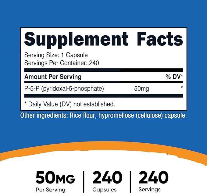 Nutricost P5P Vitamin B6 Supplement 50mg, 240 Capsules (Pyridoxal-5-Phosphate) - Vegetarian Friendly, Non-GMO, Gluten Free