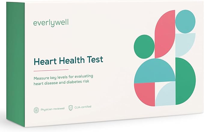 Everlywell Heart Health Test - at Home - CLIA-Certified Adult Test - Discreet Blood Analysis - Results Within Days - Measures Cholesterol, Triglyceride, and HbA1c Levels