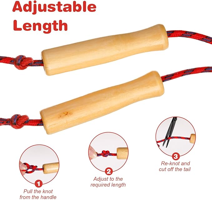 Lenwen 60 Pcs 7.25 ft Jump Rope for Kids Bulk Adjustable Cotton Beaded Skipping Rope with Wooden Handle for Children Women Men Indoor Outdoor Exercise Training Fun Activity School Supplies