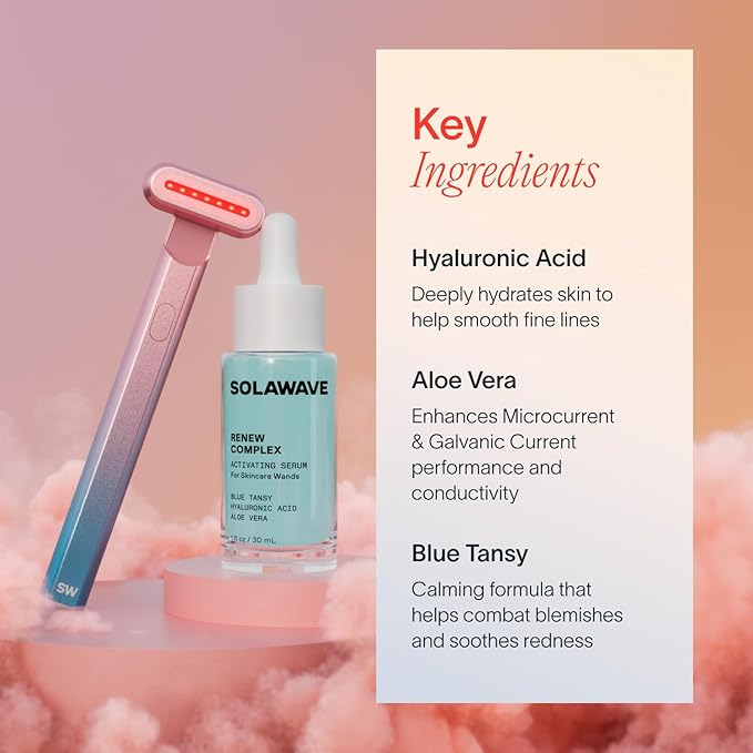 Solawave Renew Complex Serum for Face & Neck | Boost the Effects of Solawave Facial Wand | Red Light Therapy for Face & Microcurrent Facial Device for Anti-Aging & Skin Tightening | Solawave Original