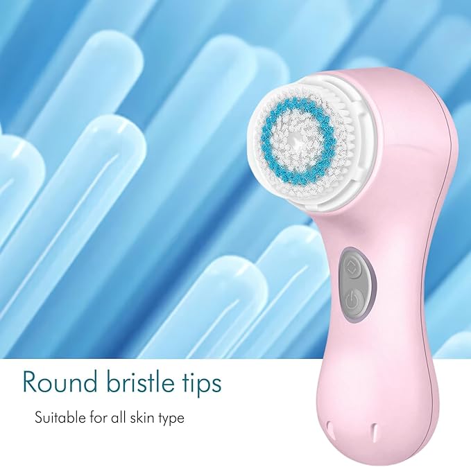 Sonic Facial Cleansing Brush, Ultrasonic Face Scrubber Exfoliator for Women Skin Care, Face Brushes for Cleansing, Exfoliating, Massage, Electric Rechargeable Waterproof 2 Speeds for Home & Travel