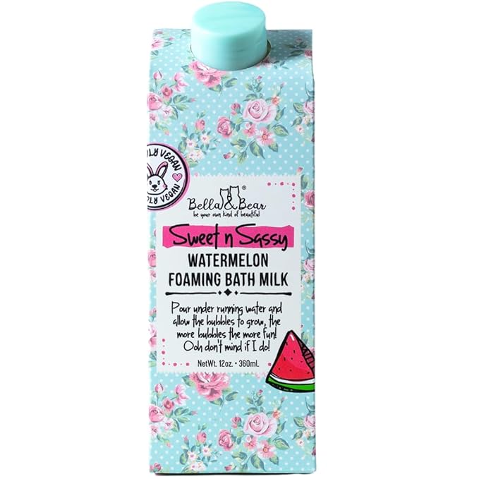 Bella & Bear Sweet 'n' Sassy Watermelon Mega Bath & Body Gift Set with Foaming Shower Gel & Bubble Bath, Bath Milk, Body Scrub & Lip Scrub and Lip Butter