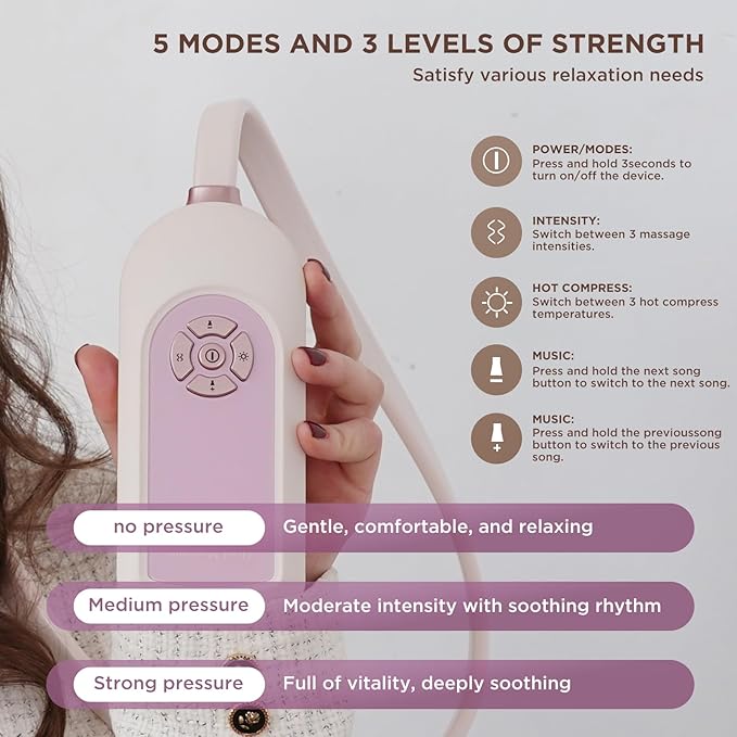 Head Massager,Scalp Massager,3 Gear Constant Temperature Hot Compress and Comfortable Kneading Squeeze for Head, Relieve Pressure, Fatigue, Sleep Aid | Ergonomic Bluetooth Scalp Massage Tool