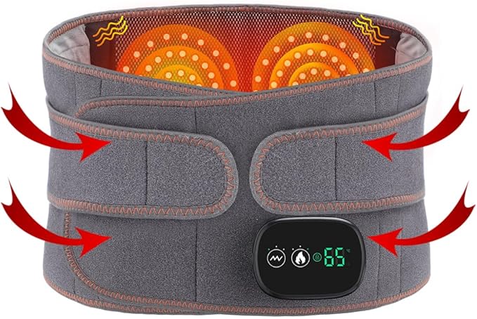 Heating Pad Back Brace with Heat and Massage,Heated Back Massage with Rechargeable Battery, Back Heat Support Belt for Men Women, Heating pad with Massager for Back