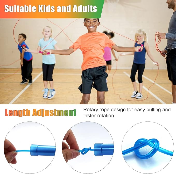 24 Pack Colorful Jump Ropes,7.3 Feet Jump Rope for Kids,Adjustable Outdoor Jump Ropes Skipping Rope,PVC Jumping Ropes Great Party Favor Sports Exercise Activities Birthday Gifts,Assorted Bright Colors