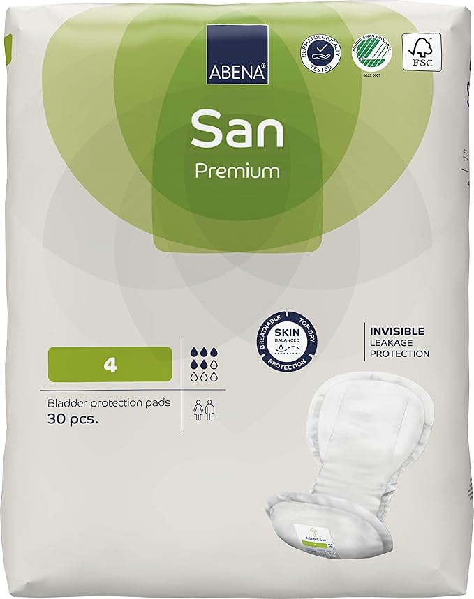 Abena San Premium Incontinence Pads, Moderate Absorbency, (Sizes 4 to 7), Size 4, 270 Count