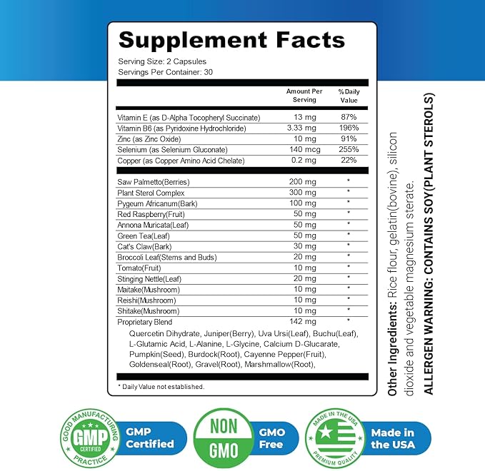 ProstaStream - Natural Supplement with Saw Palmetto, Broccoli Leaf Extract & Passion Flower | Non-GMO, Stimulant-Free, Easy-to-Take | Made in The USA, GMP-Certified | 60 Tablets, 3 Month Supply