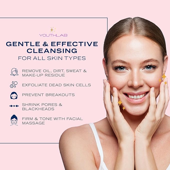 SoniGlow Silicone Facial Skin Cleansing Brush, Electric, Vibrating, Scrubber, Hygienic, Exfoliation, Massage, Firm, Tone, Blackheads, Pores, Waterproof, Rechargeable, Makeup Removal