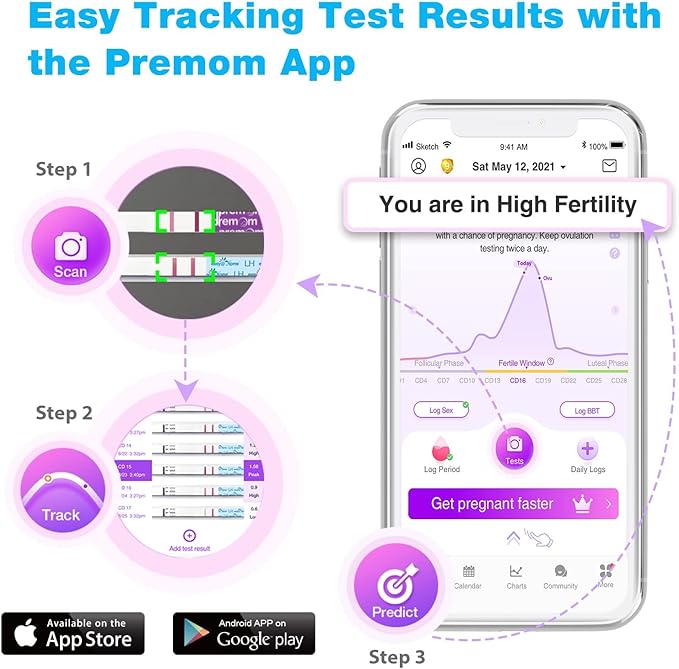 Easy@Home 25 Pack Ovulation Test Strips + Basal Body Thermometer EBT-018 Pink