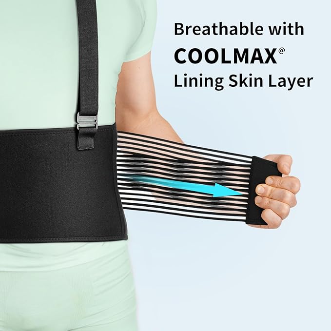 AllyFlex Sports® Back Brace For Lifting Work Y-shape Suspenders Safety Belt With Dual 3D Lumbar Support Relieve Pain, Prevent Injury (M (30'' - 37''))