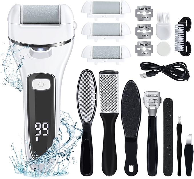 Electric Foot File Hard Skin Remover Callus Dead Skin Pedicure Tools for Feet, Portable Foot Care Kit