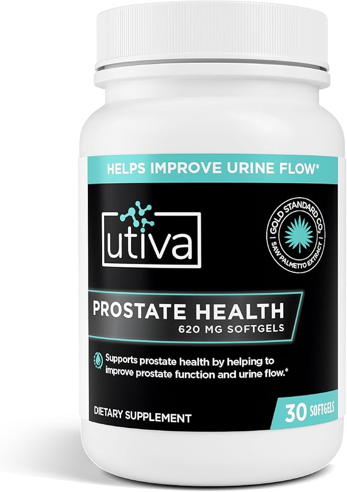 Utiva Prostate Health - Natural Formula for Healthy Function and Urine Flow - Prostate Supplement for Men - Beta-Sitosterol and Saw Palmetto for Men - 30 Softgels