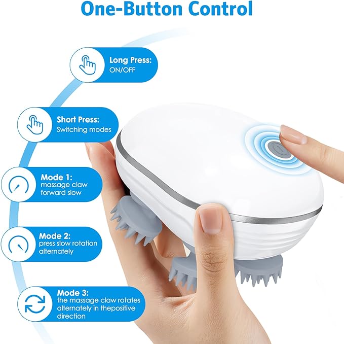 Upgraded Handheld Pet Massager for Dogs and Cats - Portable With 4 Rotating Heads, Waterproof Electric for Relieving Tight Stiffness Muscles, Promote Bonding