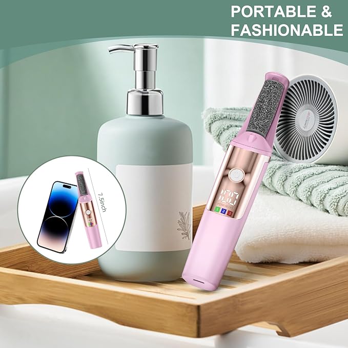 Electric Callus Remover for Feet, Professional Pedicure Tools Foot Care Kit, Foot Scrubber Electric Feet File Smooth Pedi Wand for Hard Cracked Dry Dead Skin, 3 Rollers, 3 Speeds,Ideal Gift