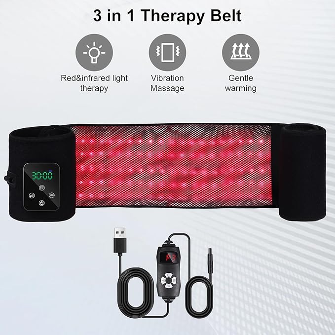 Zupora Cordless Back Massager Belt with Magnetic Controller,Red Light Therapy Massage Belt,Lower Back Massager for Pain Relief Gift for Mom Dad Grandma Grandpa Friends Yourself