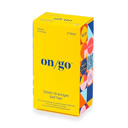On/Go COVID-19 Antigen Self-Test Kit with Test-to-Treat App, 1 Pack, 2 Tests Total, 10-Minute Results, FDA EUA Authorized, Easy to Use at Home, Fast and Accurate