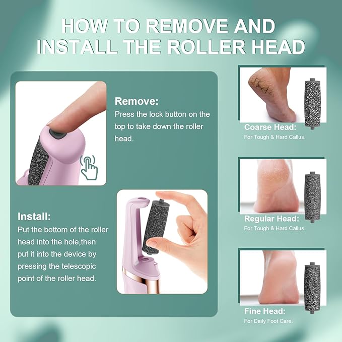Electric Callus Remover for Feet, Professional Pedicure Tools Foot Care Kit, Foot Scrubber Electric Feet File Smooth Pedi Wand for Hard Cracked Dry Dead Skin, 3 Rollers, 3 Speeds,Ideal Gift