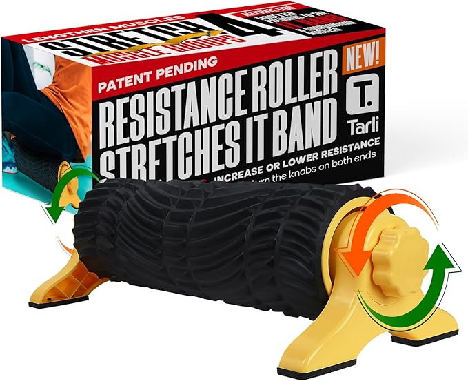 XL IT Band Firm Foam Roller with Resistance Band - 17 inches - Exercise Roller for IT Band Issues, Deep Tissue Muscle Massage, Muscle and Back Roller for Fitness, Gym Equipment