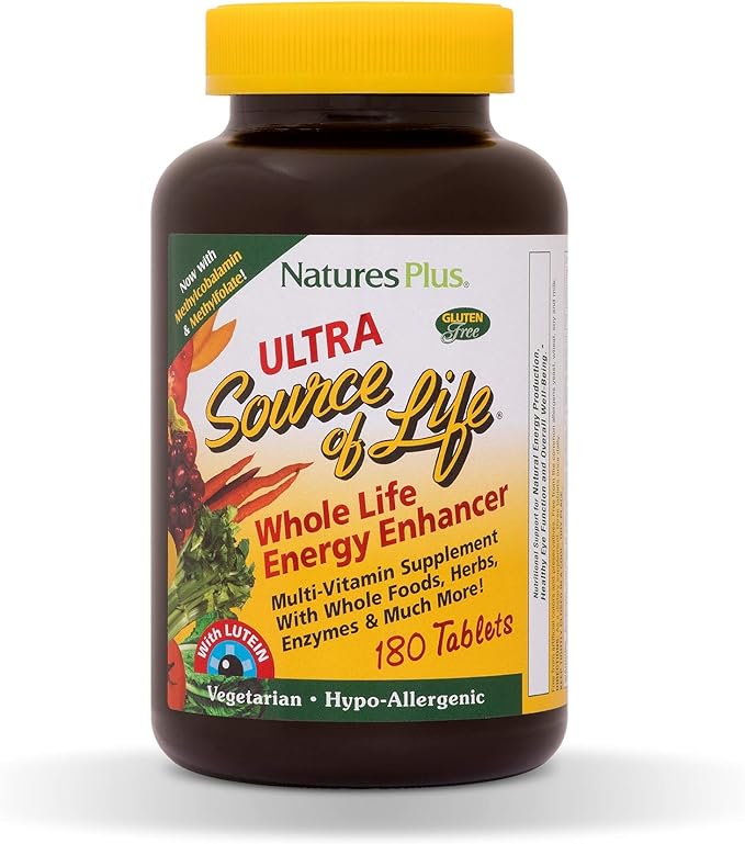 Natures Plus Ultra Source of Life Multivitamin - 180 Tablets - Supports Immune Health, Energy & Overall Well-Being - with Lutein & Vitamin D3 - Vegetarian & Gluten Free - 60 Servings