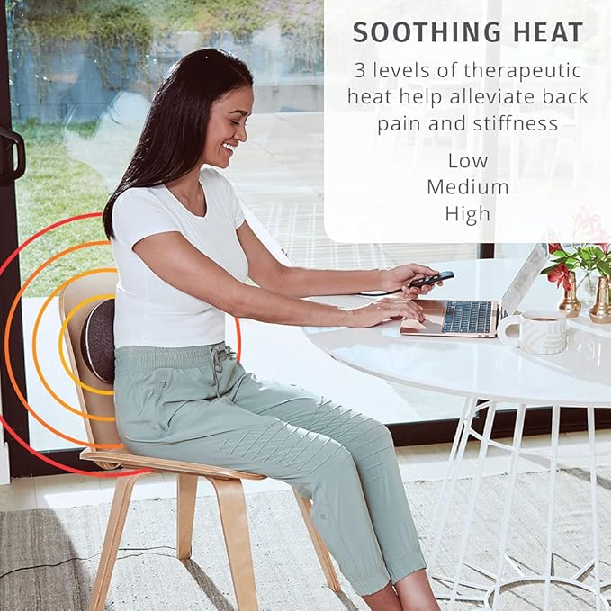 Homedics Lumbar Lift Back Stretcher with Vibration Massage and Soothing Heat, Air Lift Technology, Adjustable Intensity, 2 Auto Programs, Compact and Portable, Increases Flexibility, Relieves Pain