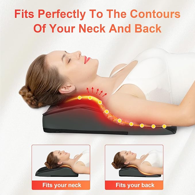 COMFIER Back Massager with Heat,3D Deep Kneading Shiatsu Neck and Back Massager with Vibration & Heat, Neck Back Massage Pillow as Gift for Women Men-Home Office Use