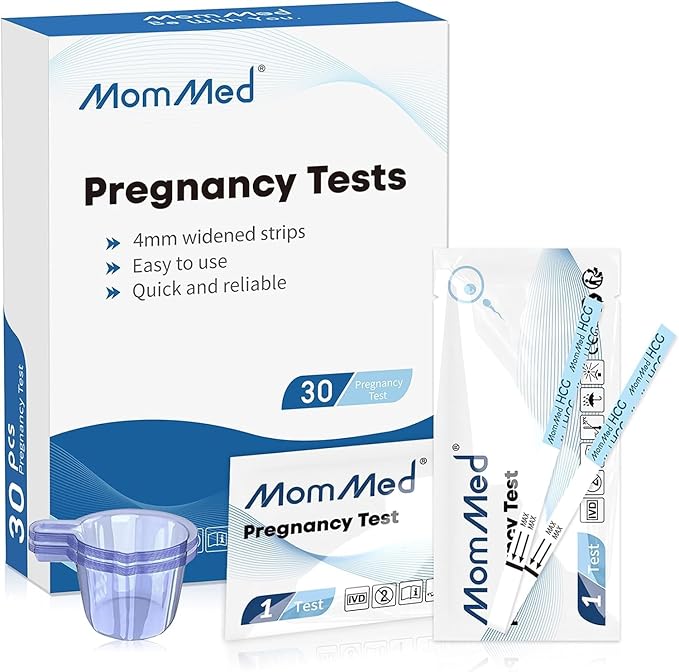 MomMed Pregnancy Test, 30 HCG Pregnancy Test Strips for Early Detection, Over 99% Accurate, 30 Free Urine Cups, Bulk Pregnancy Tests for Home Use, Pruebas de Embarazo