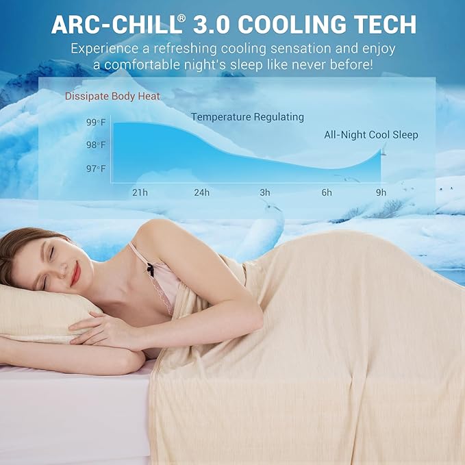 Elegear Revolutionary Cooling Blanket Twin, Absorbs Heat to Keep Body Cool for Night Sweats, Arc-Chill 3.0 Cool Fiber Q-Max>0.5 for Hot Sleepers, Lightweight Summer Cold Blankets for Sleeping, Beige