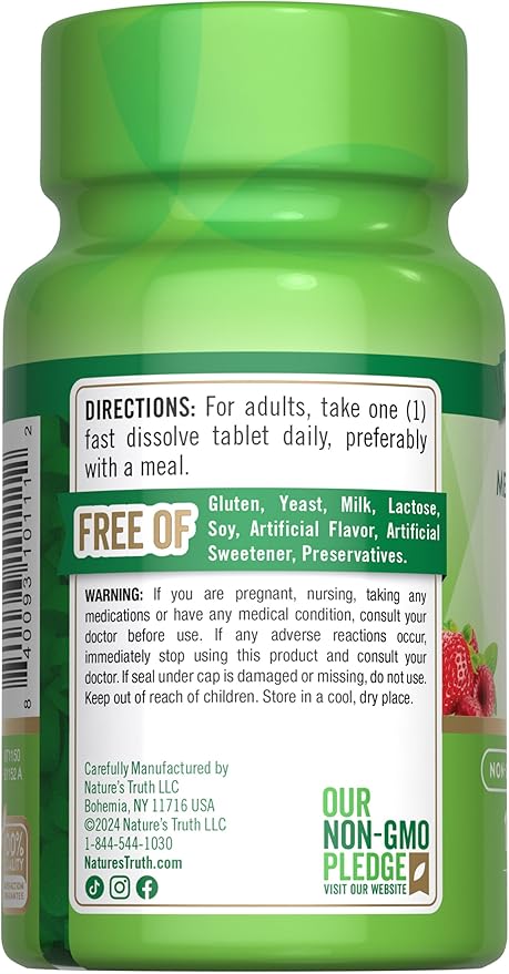 Nature's Truth B12 Vitamin Sublingual Tablets | 1000 mcg | 120 Count | Vegan, Non-GMO & Gluten Free